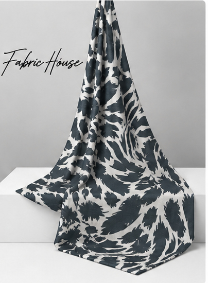 Black White Zebra Botanical chiffon draped to show fall