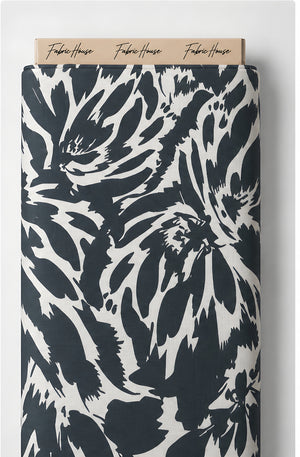 Black White Zebra Botanical chiffon full roll