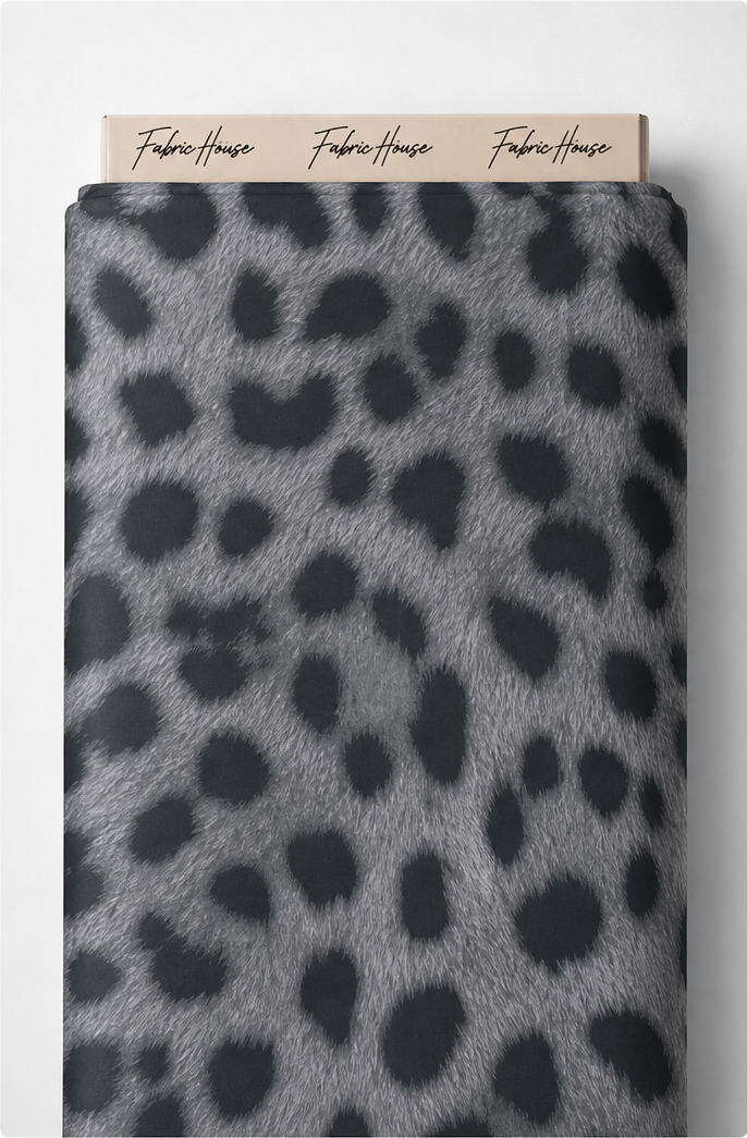 Grey Leopard Spot chiffon full roll
