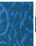 Electric Blue Abstract Leaves chiffon, print close up
