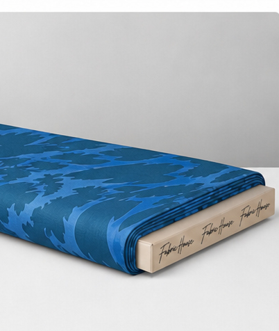 Electric Blue Abstract Leaves chiffon folded