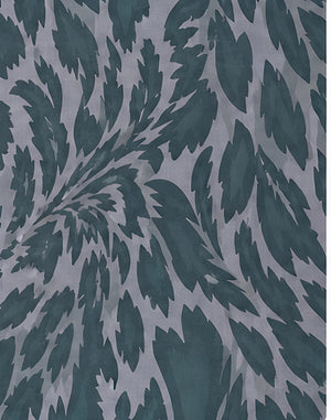 Sage Grey Tropical Leaves chiffon, print close up