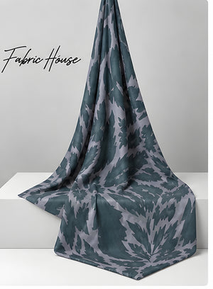 Sage Grey Tropical Leaves chiffon draped to show fall