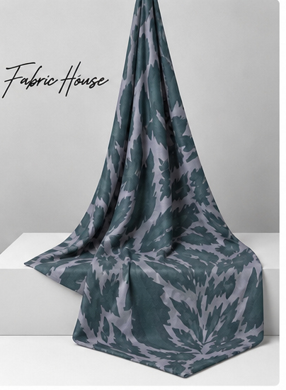 Sage Grey Tropical Leaves chiffon draped to show fall