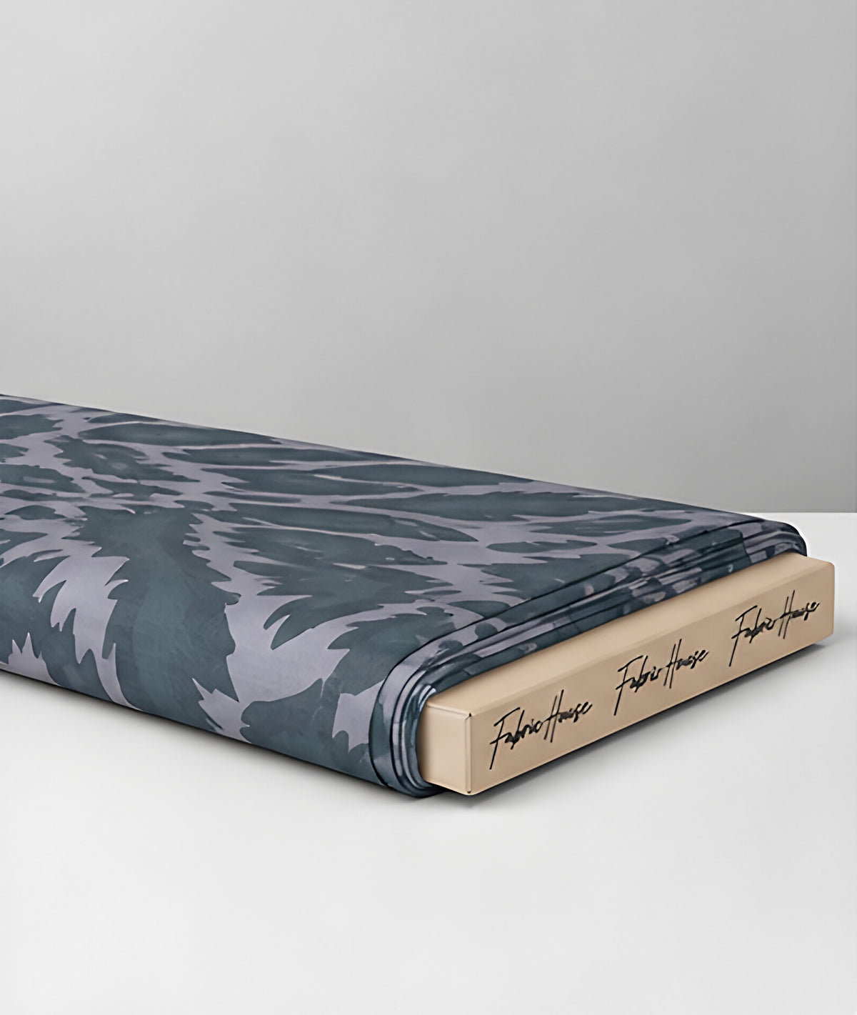 Sage Grey Tropical Leaves chiffon folded