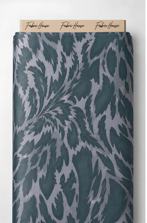 Sage Grey Tropical Leaves chiffon full roll