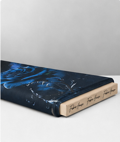 Midnight Blue Rose Bloom chiffon folded