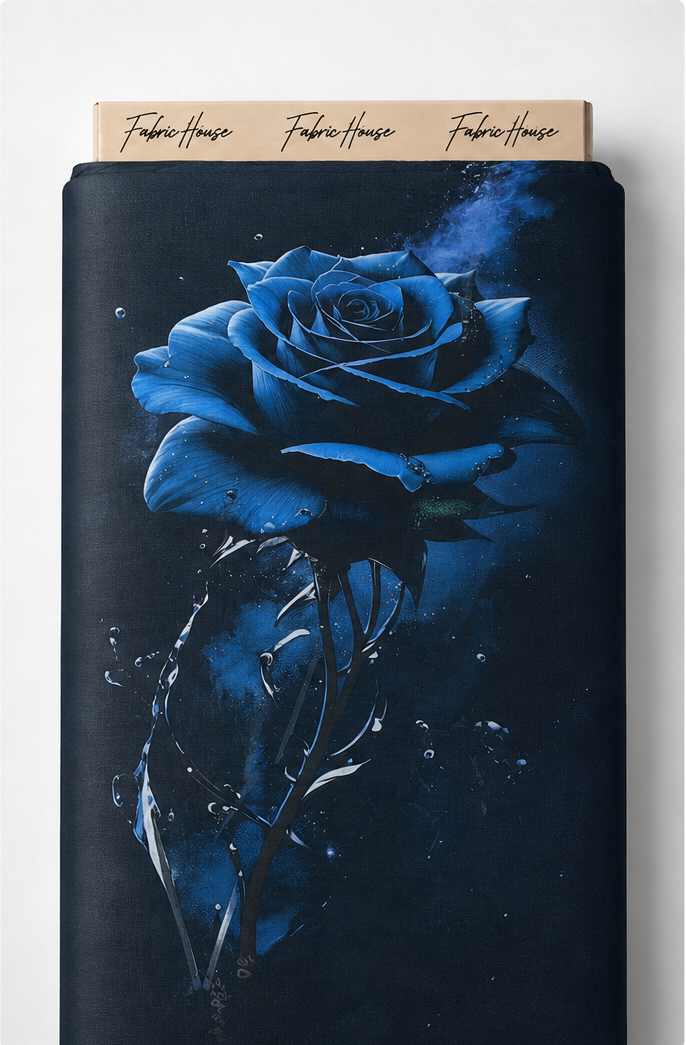 Midnight Blue Rose Bloom chiffon full roll