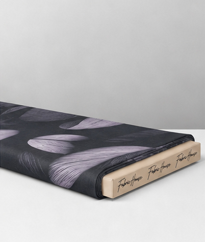 Charcoal Grey Botanical Leaves chiffon folded