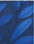 Royal Blue Oversized Leaves chiffon, print close up