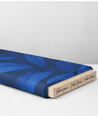 Royal Blue Oversized Leaves chiffon folded