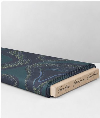 Teal Grey Marbled Paisley chiffon folded