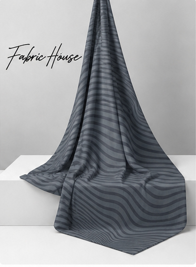 Grey Wavy Pinstripes chiffon draped to show fall
