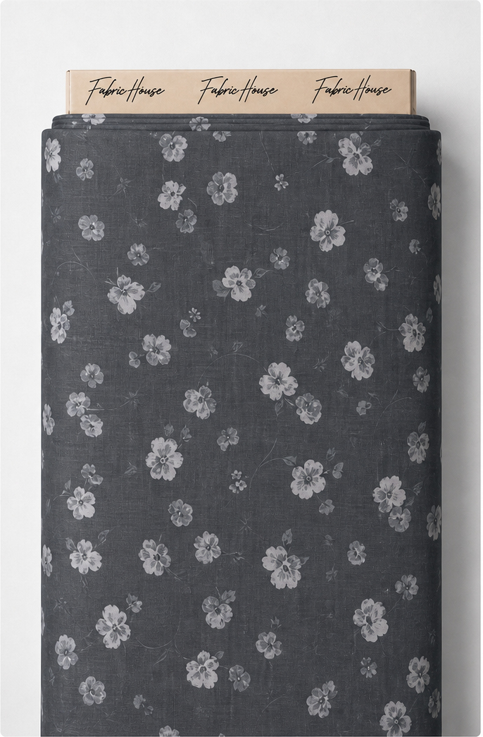Charcoal Mini Floral Print chiffon full roll