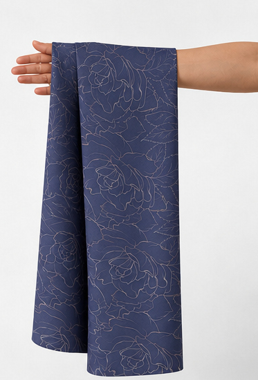 Deep Purple Subtle Texture chiffon held in hand for scale