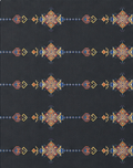 Charcoal Gold Ornamental Stripes chiffon, print close up