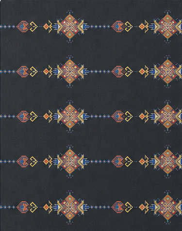Charcoal Gold Ornamental Stripes chiffon, print close up