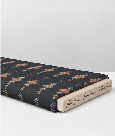 Charcoal Gold Ornamental Stripes chiffon folded