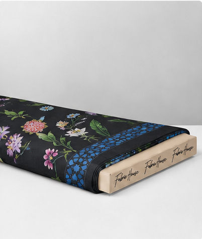 Black Multicolor Garden Florals chiffon folded
