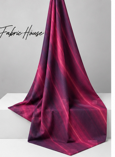 Raspberry Pink Diagonal Waves chiffon draped to show fall