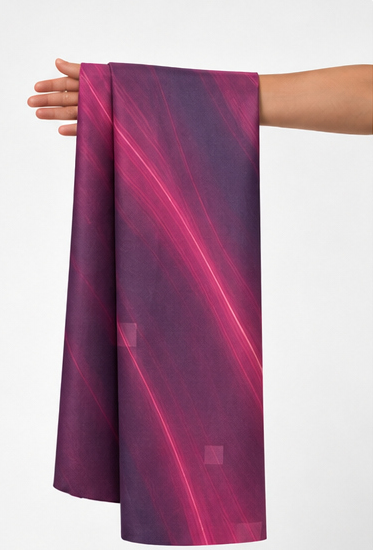 Raspberry Pink Diagonal Waves chiffon held in hand for scale