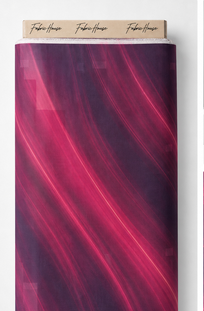 Raspberry Pink Diagonal Waves chiffon full roll