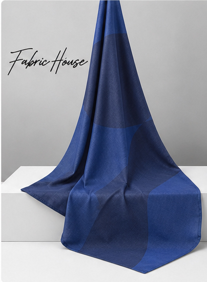 Cobalt Blue Colorblock Abstract chiffon draped to show fall