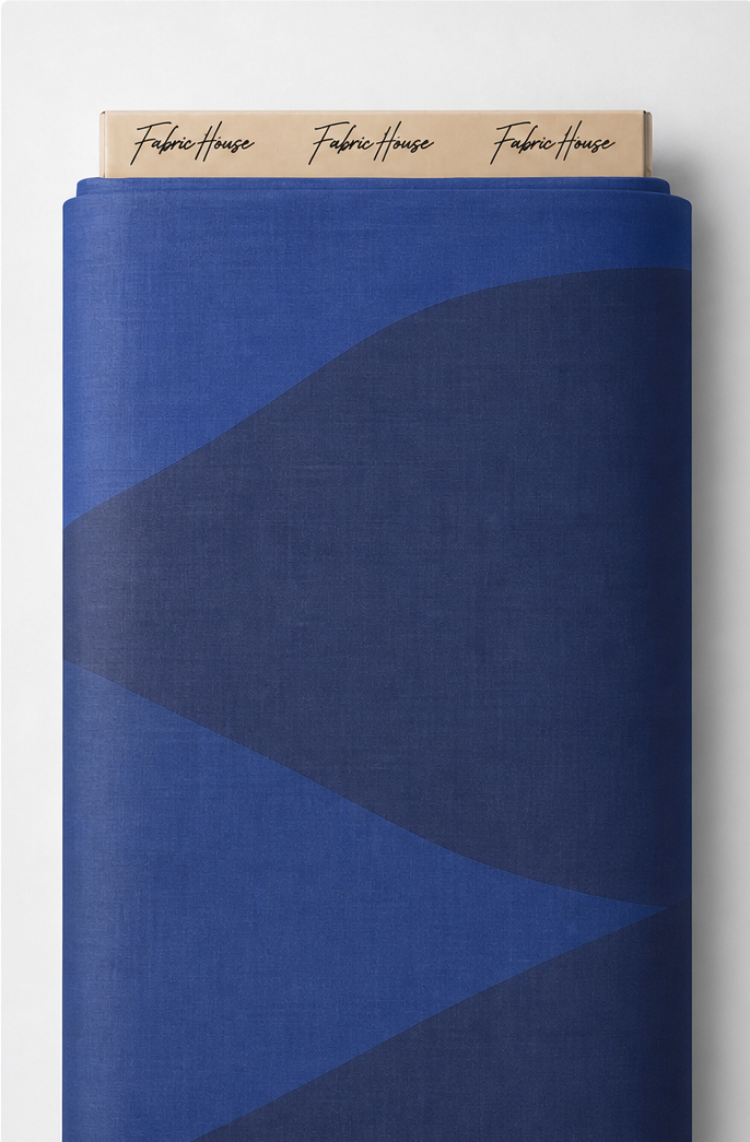 Cobalt Blue Colorblock Abstract chiffon full roll