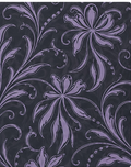 Dark Lilac Paisley Floral chiffon, print close up
