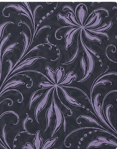 Dark Lilac Paisley Floral chiffon, print close up