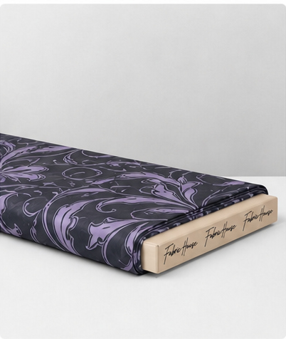 Dark Lilac Paisley Floral chiffon folded