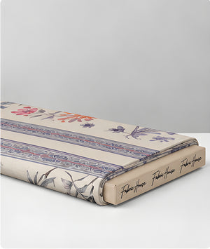 Cream Lavender Botanical Border chiffon folded