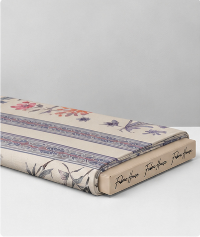 Cream Lavender Botanical Border chiffon folded