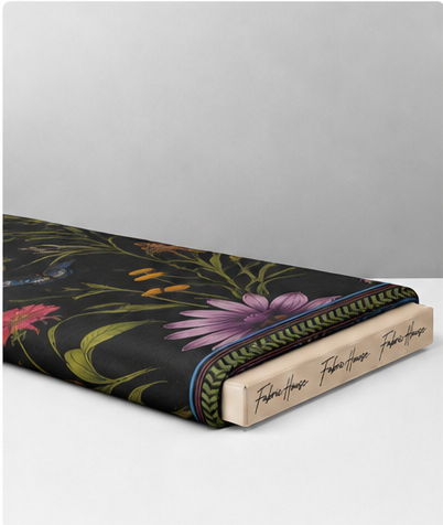 Black Colorful Meadow Flowers chiffon folded