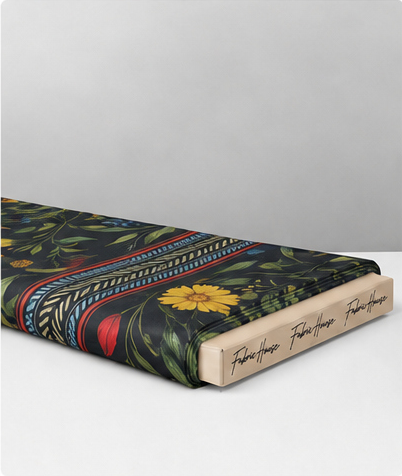 Black Tropical Yellow Florals chiffon folded