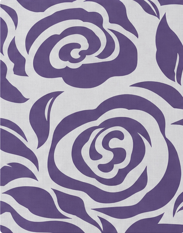 Purple Graphic Rose Print chiffon, print close up