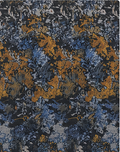 Blue Ochre Abstract Botanical chiffon, print close up