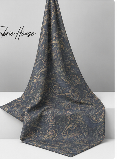 Charcoal Antique Paisley chiffon draped to show fall