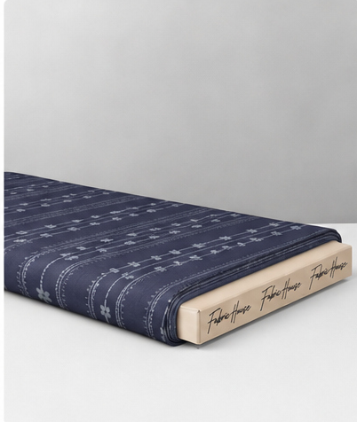 Navy Delicate Dotted Stripes chiffon folded