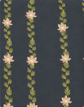 Dark Grey Vertical Floral Vines chiffon, print close up