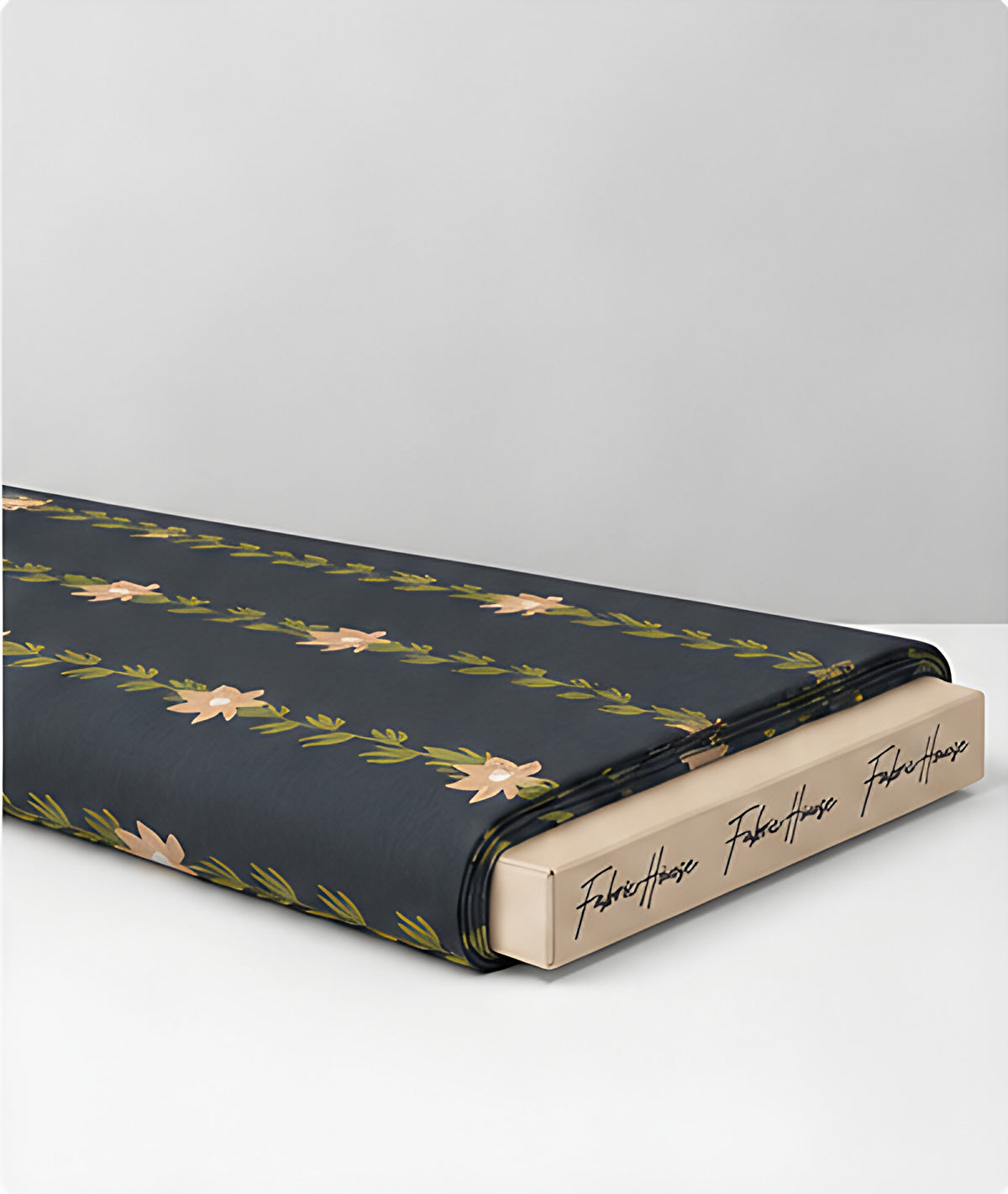 Dark Grey Vertical Floral Vines chiffon folded