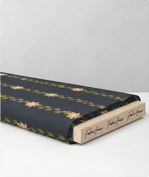 Dark Grey Vertical Floral Vines chiffon folded