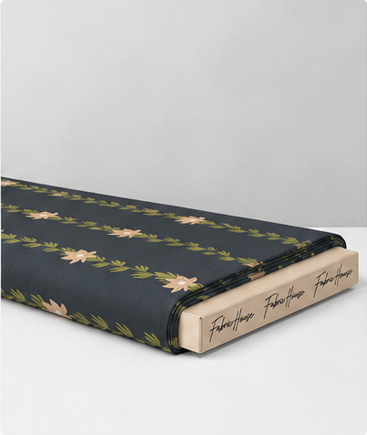 Dark Grey Vertical Floral Vines chiffon folded