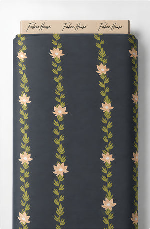 Dark Grey Vertical Floral Vines chiffon full roll