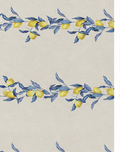 Ivory Blue Yellow Floral Sprigs chiffon, print close up
