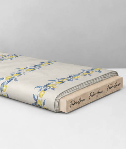 Ivory Blue Yellow Floral Sprigs chiffon folded