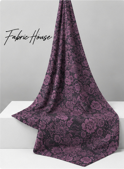 Dusty Plum Ornamental Floral chiffon draped to show fall