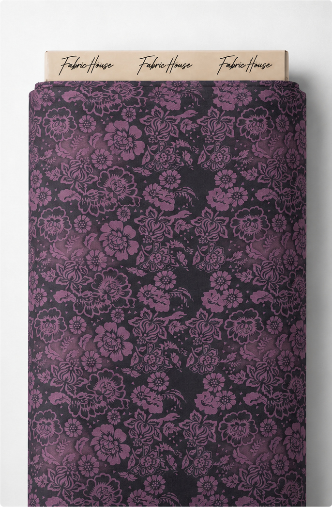 Dusty Plum Ornamental Floral chiffon full roll