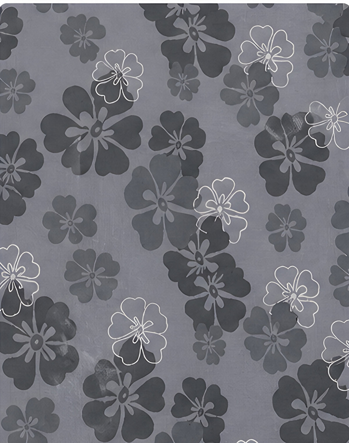 Slate Grey Tonal Floral chiffon, print close up