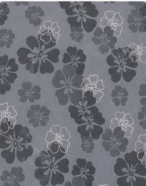 Slate Grey Tonal Floral chiffon, print close up